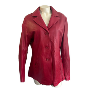 Wilson leather red fitted blazer jacket LARGE